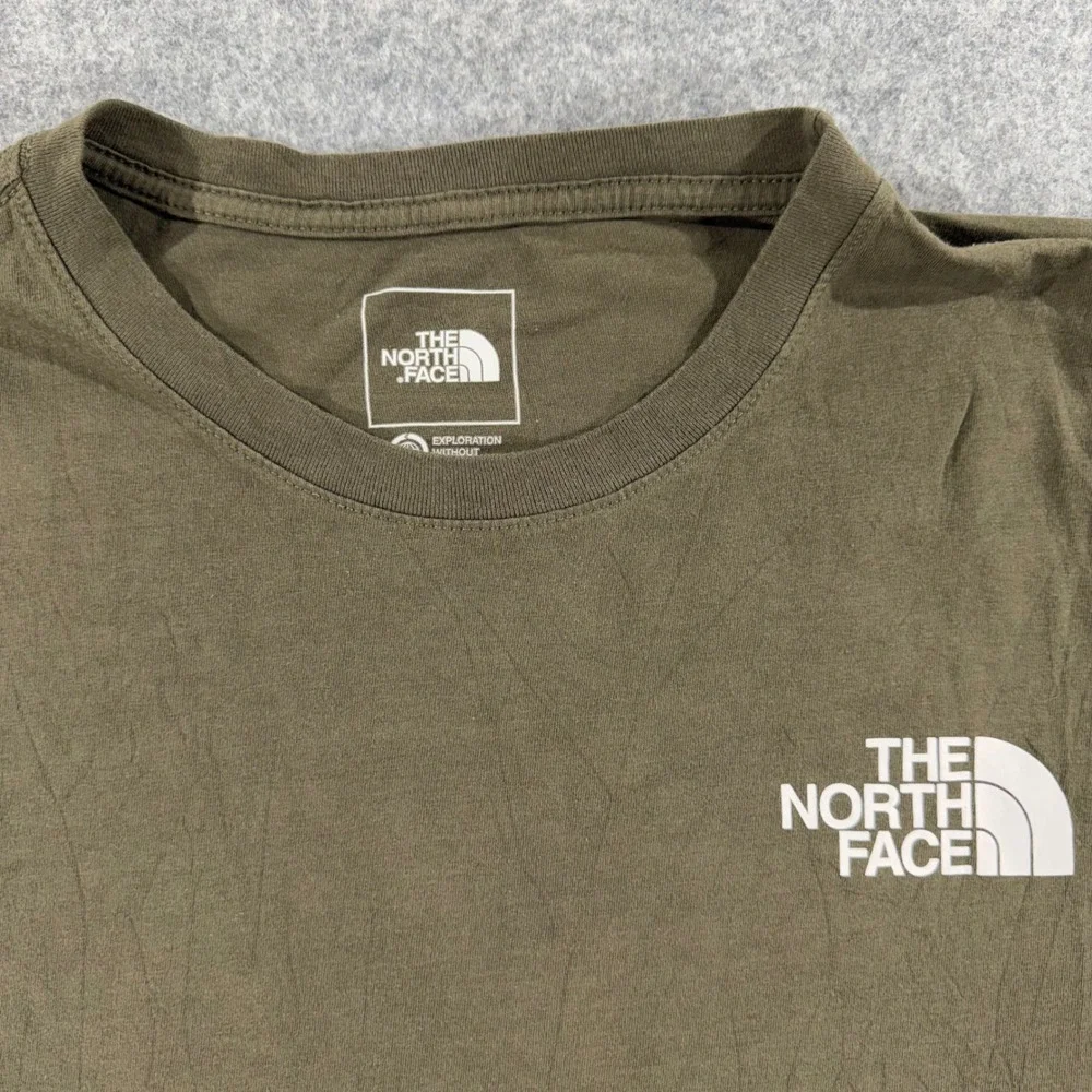 The North Face Mens Olive Green Graphic Box Logo T-Shirt XL Never Stop Exploring